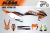 Decal Sticker Kit - White/Orange for KTM Six Days (300tpi, 350exc-f, 500exc-f)